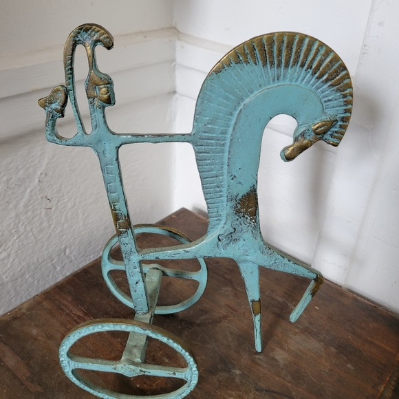 Frederic Weinberg Raymor - Antique Etruscan horse with chariot - beautiful green - Picture 4 of 4